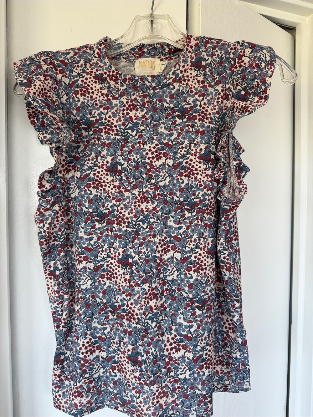 NATION LTD Paulette Floral Flutter Tank Size Small 100% Pima cotton Summer